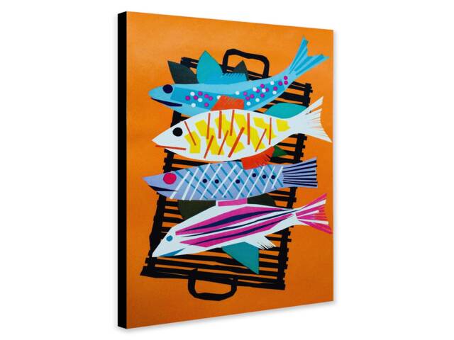 Abstract Fish Illustration Art Print By Fritz Buhler - Canvas Or Photo - image 1