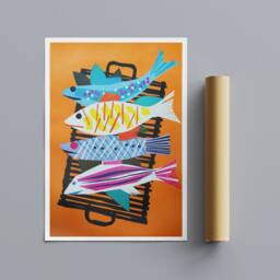 Abstract Fish Illustration Art Print By Fritz Buhler - Canvas Or Photo - thumbnail 3
