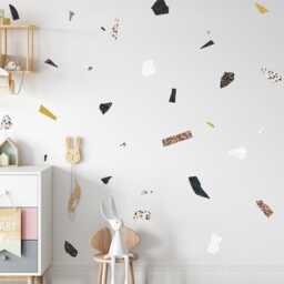 Terrazzo Wall Decals - Mixed Design Reusable Fabric Eco Friendly Peel & Stick Nursery Stone Colorful Polka Dots - thumbnail 2