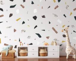 Terrazzo Wall Decals - Mixed Design Reusable Fabric Eco Friendly Peel & Stick Nursery Stone Colorful Polka Dots - thumbnail 1