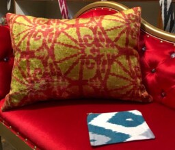 Double Faced Ikat Pillow Cover - Orange Woven Accent Lumbar Handmade Cushion