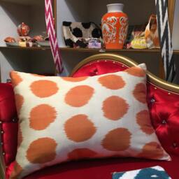 Double Faced Ikat Pillow Cover - Orange Woven Accent Lumbar Handmade Cushion - thumbnail 3