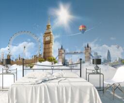 London Skyline Vinyl Wallpaper Mural Cityscape Wall Decor - thumbnail 1