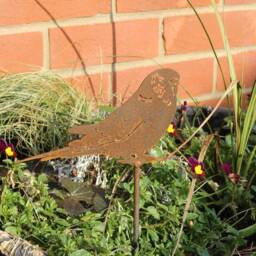 New Rusty Metal Budgie Plant Pot Decoration, Memorial, Outdoor & Garden Gift - thumbnail 2