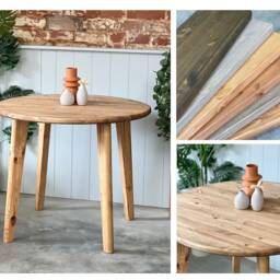 Tria // Mid Century Modern Round Scandinavian Dining Table With Tapered Wood Legs - thumbnail 2