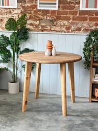 Tria // Mid Century Modern Round Scandinavian Dining Table With Tapered Wood Legs - thumbnail 1