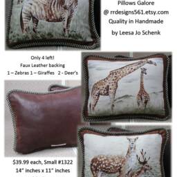 Safari Animal Print Accent Pillow, Sage Green Trim - thumbnail 4