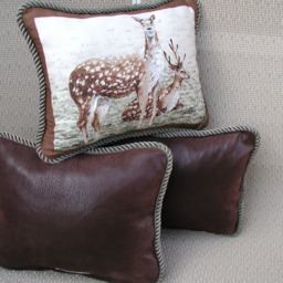 Safari Animal Print Accent Pillow, Sage Green Trim - thumbnail 2