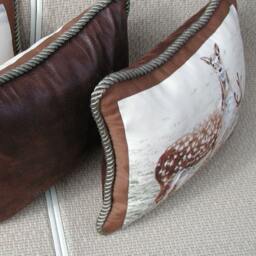 Safari Animal Print Accent Pillow, Sage Green Trim - thumbnail 3