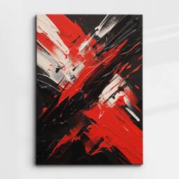 Red & Black Paint Spash Abstract Natural Modern Oil Painting Splatter Wall Art, Framed Canvas Poster Print, Home/Office Room Decor Gifts - thumbnail 3