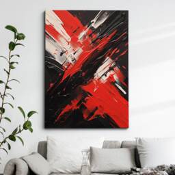 Red & Black Paint Spash Abstract Natural Modern Oil Painting Splatter Wall Art, Framed Canvas Poster Print, Home/Office Room Decor Gifts - thumbnail 1