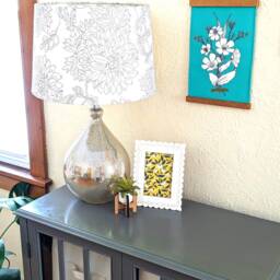 Handmade Teal Floral Fabric Wall Hanging With Magnetic Wood Hangers - thumbnail 3