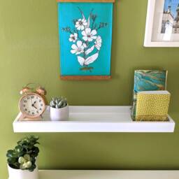 Handmade Teal Floral Fabric Wall Hanging With Magnetic Wood Hangers - thumbnail 4