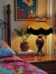 Ochre Gold Animal Print Lampshade With Black Fringe, Made in The UK - Animal Fabric Lamp Shades - thumbnail 1