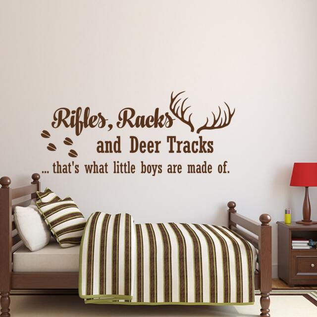 Deer Tracks Wall Decal Rifles Racks Quote, Boy Nursery Decor P34 - image 1