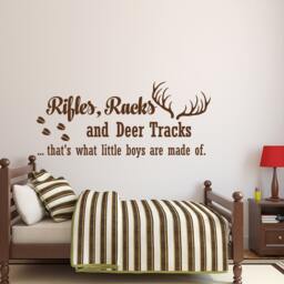 Deer Tracks Wall Decal Rifles Racks Quote, Boy Nursery Decor P34 - thumbnail 1