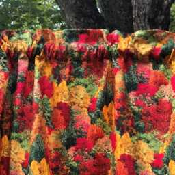 Fall Forest Valance Autumn Trees Print Crimson Gold Orange Woodland Curtain Window Treatment Cabin Lodge Nature Decor - thumbnail 2