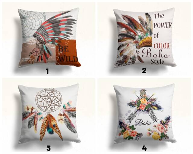 Indian Cushion Cover, Feather Pillow Case, Decorative Living Room Decoration, Boho Bedroom Throw Pillow, Housewarming Gift, Present For Her - image 1