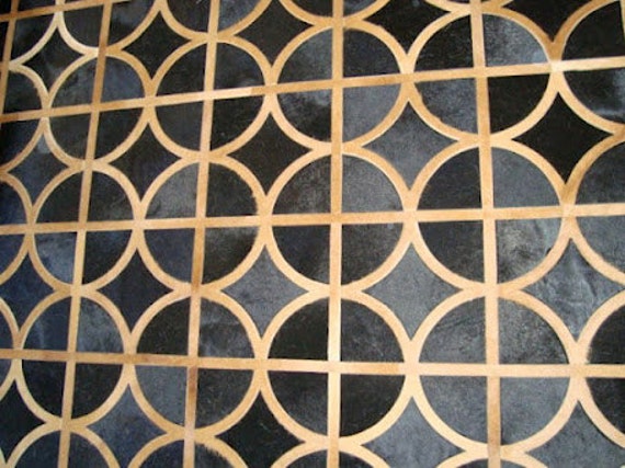 Cowhide Patchwork Rug Raw Leather Argentina - Cowhide Rugs Free Shipping Chocolate & Light Caramel, 5' X 7' Handmade - image 1