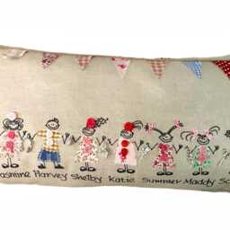 Personalised Family Cushion With 8 Custom Names , Handmade Linen Home Decor, Gift For Mum, Nanna Or Grandma - thumbnail 3