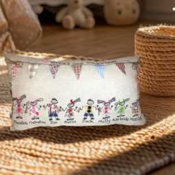 Personalised Family Cushion With 8 Custom Names , Handmade Linen Home Decor, Gift For Mum, Nanna Or Grandma - thumbnail 2