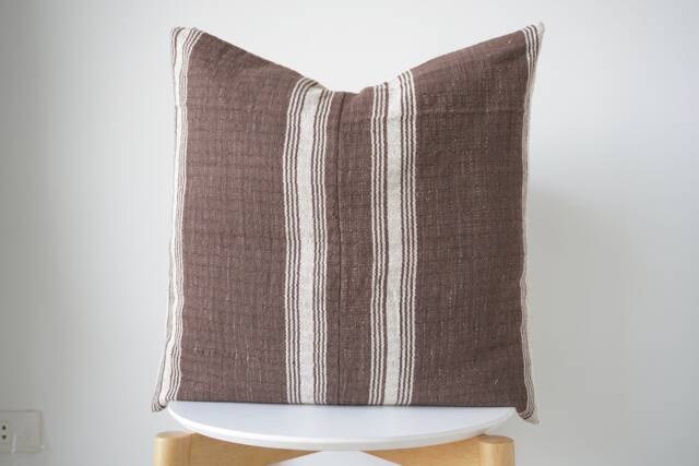 Brown Neutral Tribal Hemp Hand Woven Natural Dye Color Lumbar Pillow Cover - image 1
