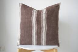 Brown Neutral Tribal Hemp Hand Woven Natural Dye Color Lumbar Pillow Cover - thumbnail 1