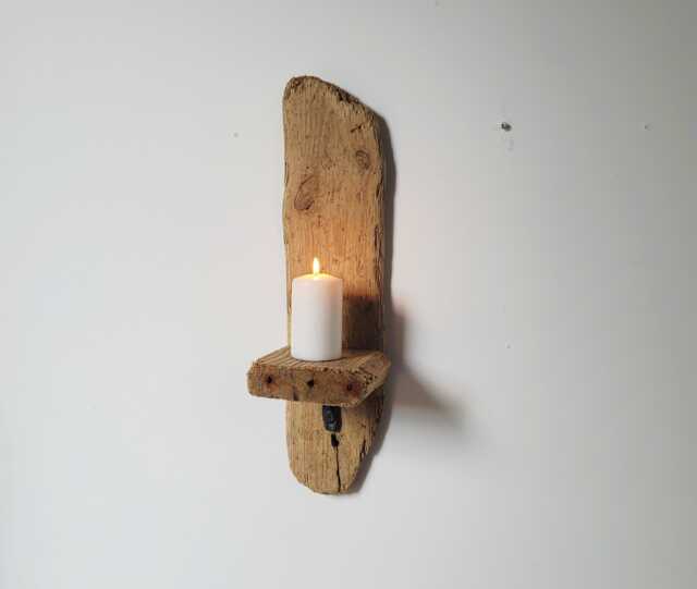 Character Dorset Driftwood & Ceramic Night Light Candle Holder Wall Hanging Sconce Super Chunky - image 1