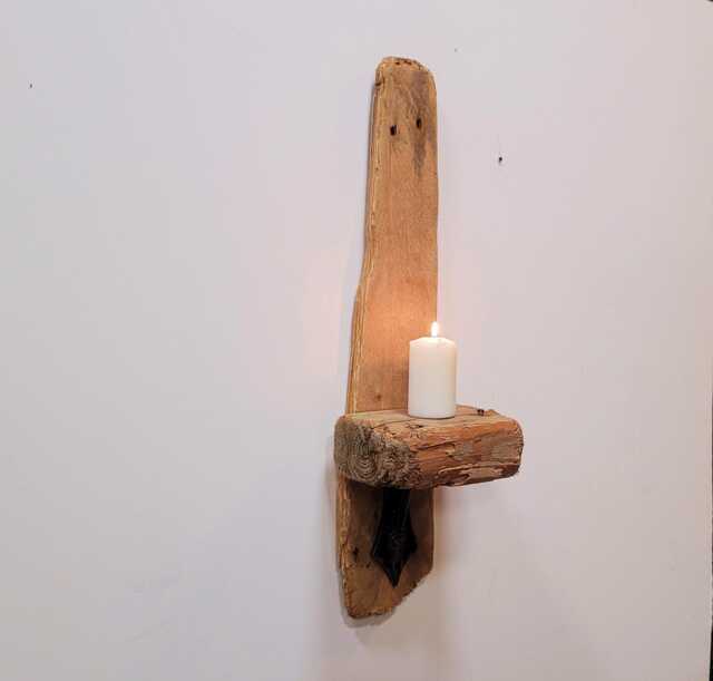Character Dorset Driftwood & Ceramic Night Light Candle Holder Wall Hanging Sconce Super Chunky - image 1
