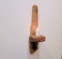 Character Dorset Driftwood & Ceramic Night Light Candle Holder Wall Hanging Sconce Super Chunky - thumbnail 1