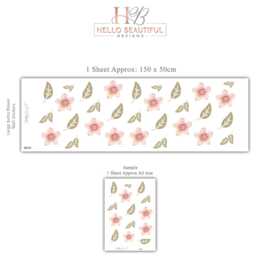 Pink Floral Wall Stickers For Girls Bedroom, Boho Nursery Decals, Flower & Leaf Decor, Neutral Stickers, Kids Room Decor - thumbnail 3