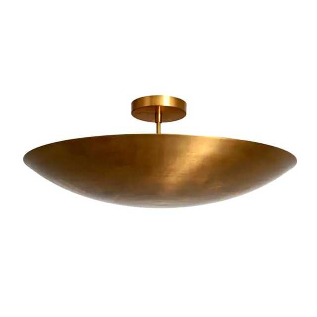 Raw Brass Dome Ceiling Light - Mid Century Sputnik Chandelier - image 1