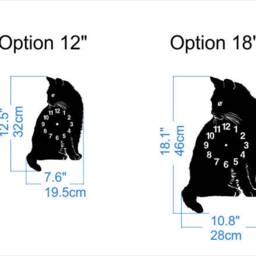 Wall Clock Black Cat, Large 12-18 Inch Height, Non-Ticking, Cat Mom, Animal, Lover - thumbnail 3