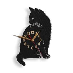 Wall Clock Black Cat, Large 12-18 Inch Height, Non-Ticking, Cat Mom, Animal, Lover - thumbnail 2