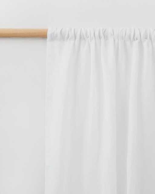 White Linen Curtain Panel - Semi Sheer Rod Pocket Drapes For Living Room Or Bedroom Custom Size Soft Window Farmhouse Decor - image 1