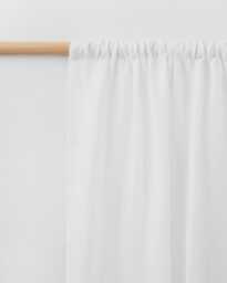 White Linen Curtain Panel - Semi Sheer Rod Pocket Drapes For Living Room Or Bedroom Custom Size Soft Window Farmhouse Decor