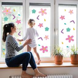 Bright Flowers Stickers - Spring Pink Wall Decals, Nursery Art, Playroom Sticker, Kids Bedroom Decor, Colourful Flower Sticks - thumbnail 2