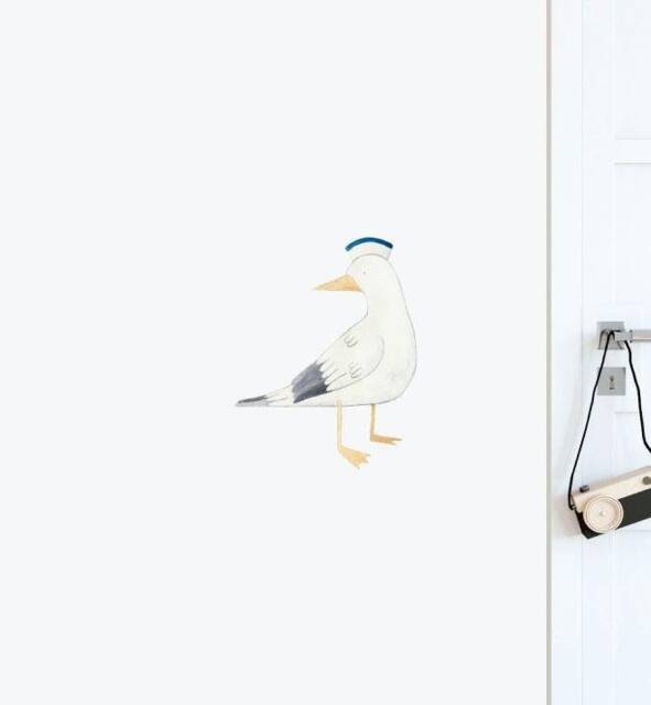 Sailor Seagull Wall Sticker Decal - Nursery Stickers, Animal Decals, Home Decor, Baby Room, Art, Girl, Boy