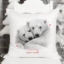 Polar Bear Cushion. Personalised Polar Couple Pillow. Ideal Christmas, Secret Santa, Stocking Filler, Birthday Or Wedding Gift - thumbnail 3