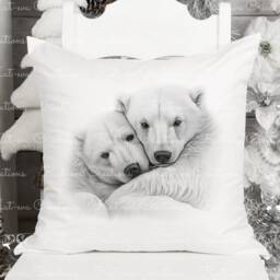 Polar Bear Cushion. Personalised Polar Couple Pillow. Ideal Christmas, Secret Santa, Stocking Filler, Birthday Or Wedding Gift - thumbnail 2