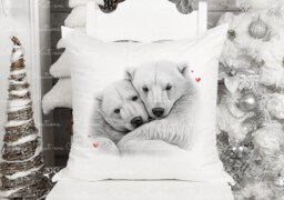 Polar Bear Cushion. Personalised Polar Couple Pillow. Ideal Christmas, Secret Santa, Stocking Filler, Birthday Or Wedding Gift - thumbnail 1