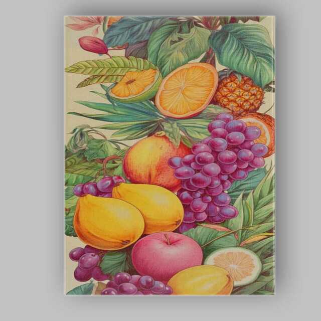 Lush Tropical Mixed Fruit Botanical Collage Canvas Wall Art Print Decor Picture Ready To Hang - image 1