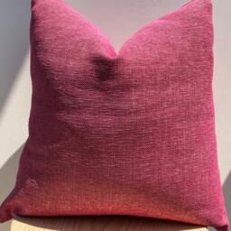 Hot Pink Thick Linen Pillow Cover, Decorative Throw - 20x20 - thumbnail 3