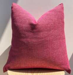 Hot Pink Thick Linen Pillow Cover, Decorative Throw - 20x20 - thumbnail 1