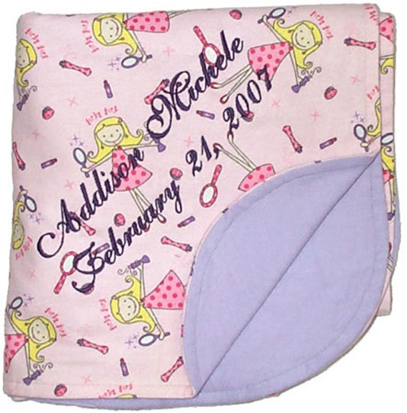 Handmade Flannel Blanket Custom Embroidered For Girls - Girly Girl Teen & Tween