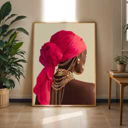 Afrocentric Woman in Gold Jewelry Art Print Boho Home Decor - Poster Only - thumbnail 2