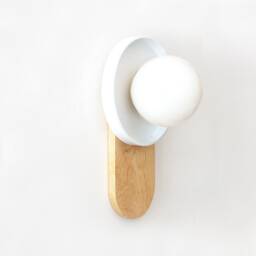 White & Gold Wood With Glass Globe Wall Fixture Light Dining Room Ligths Vanity Maple Lighting Kitchen Sconce - thumbnail 3