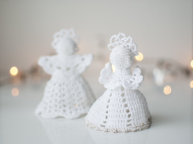 Crochet Angel Christmas Ornament Handmade White Cotton - image 1