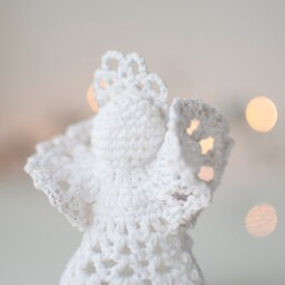 Crochet Angel Christmas Ornament Handmade White Cotton - thumbnail 2