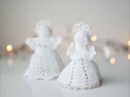 Crochet Angel Christmas Ornament Handmade White Cotton